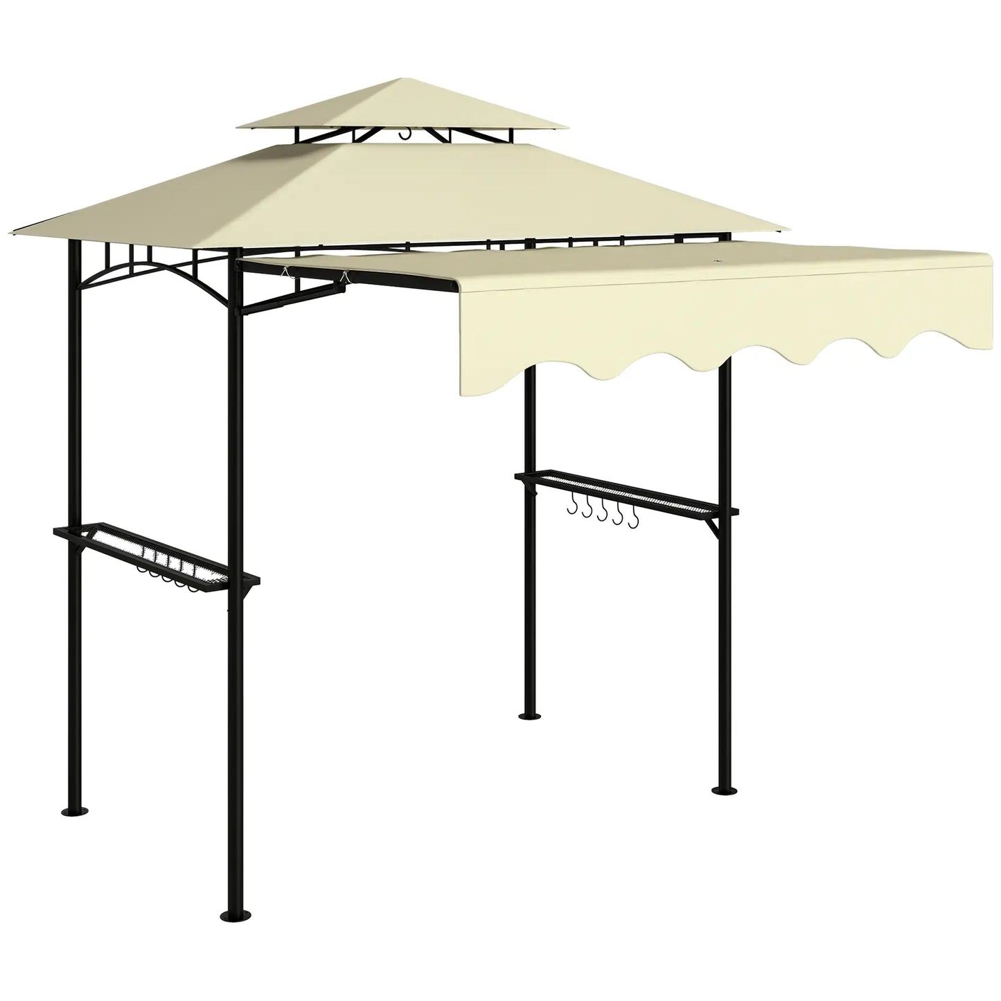 8' x 7.6' Grill Gazebo, Double Tiered, With Side Awning, Beige BBQ Grill Gazebos at Gallery Canada