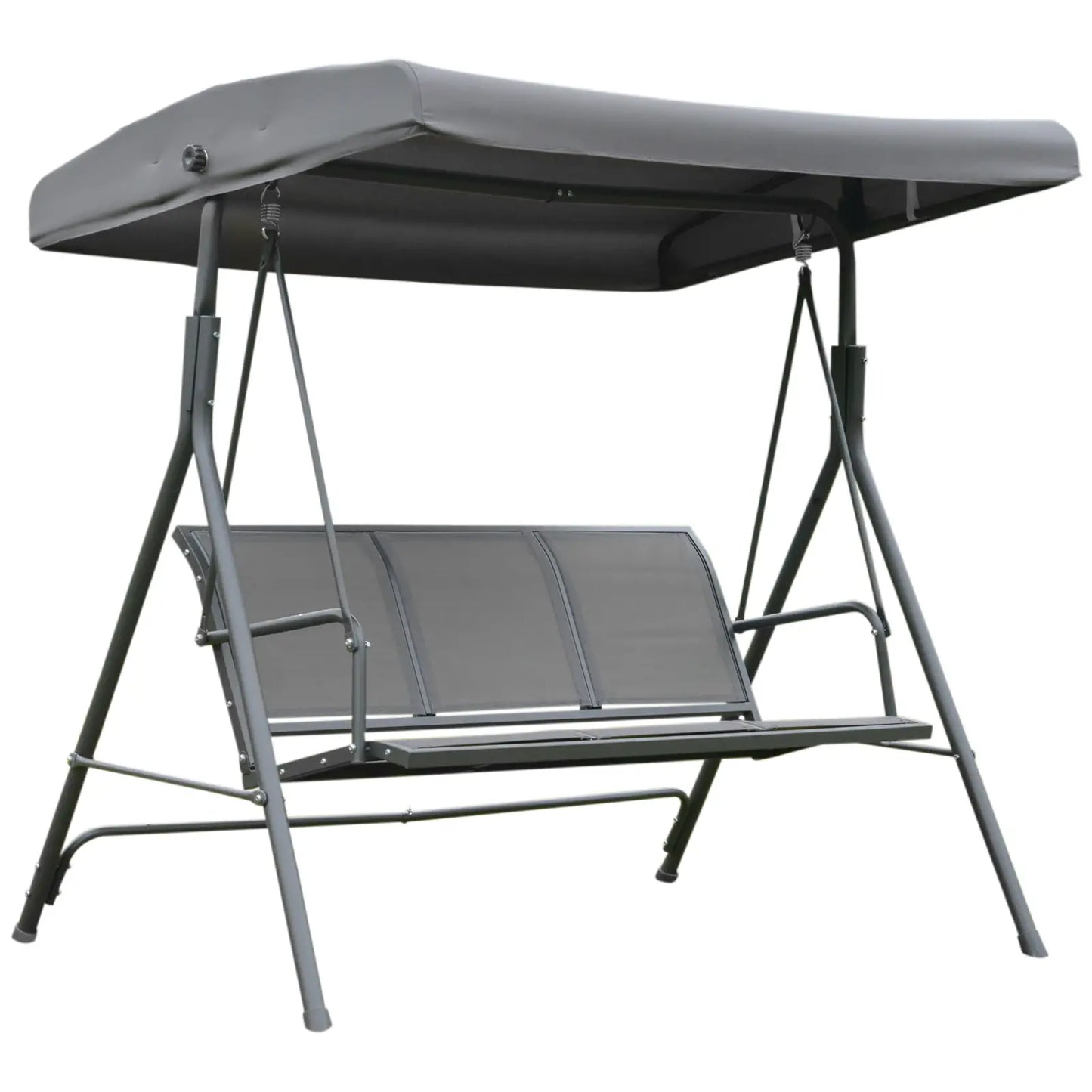 3-Seater Swing Chair, A-Frame Garden Hammock, Adjustable Canopy, Grey Patio Swings with Stand at Gallery Canada