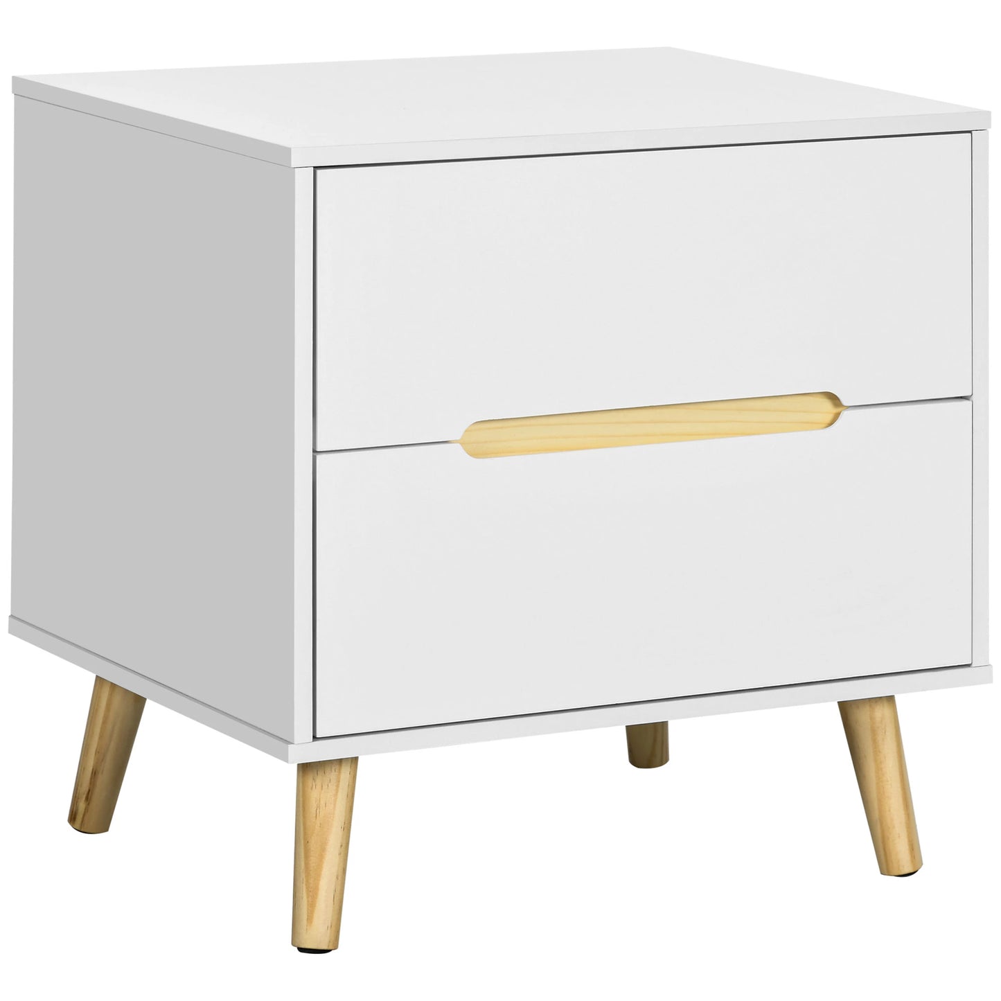 Nightstand, 2 Drawers, Pine Wood Legs, Bedside Table, White Bedside Tables at Gallery Canada