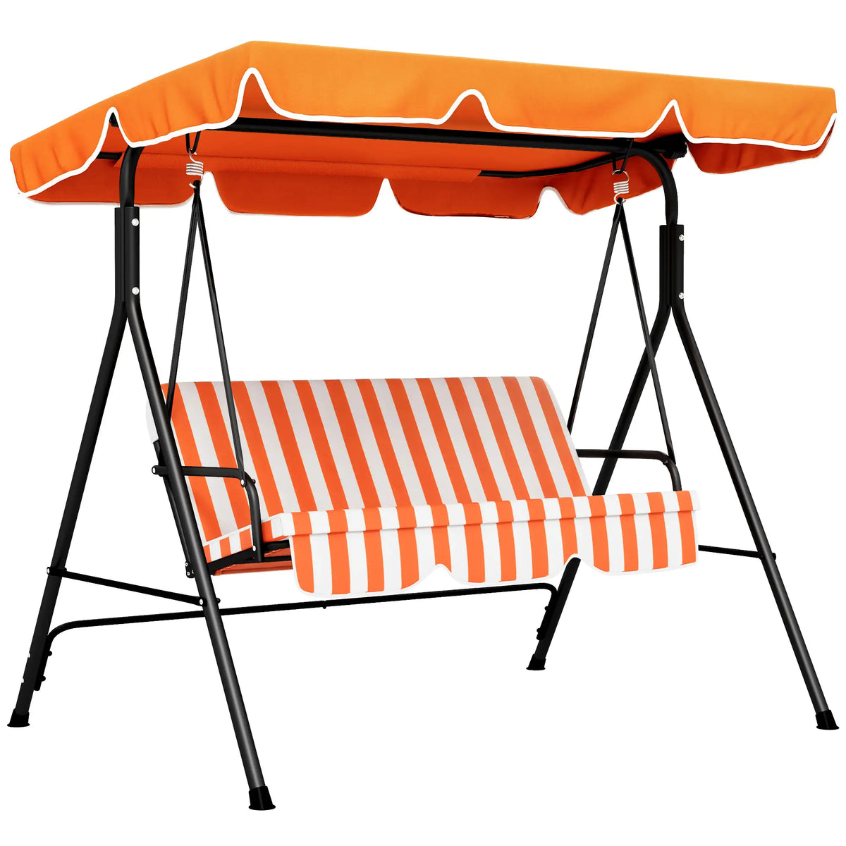 3-Seater Outdoor Porch Swing, Adjustable Canopy, Orange Patio Swings with Stand at Gallery Canada