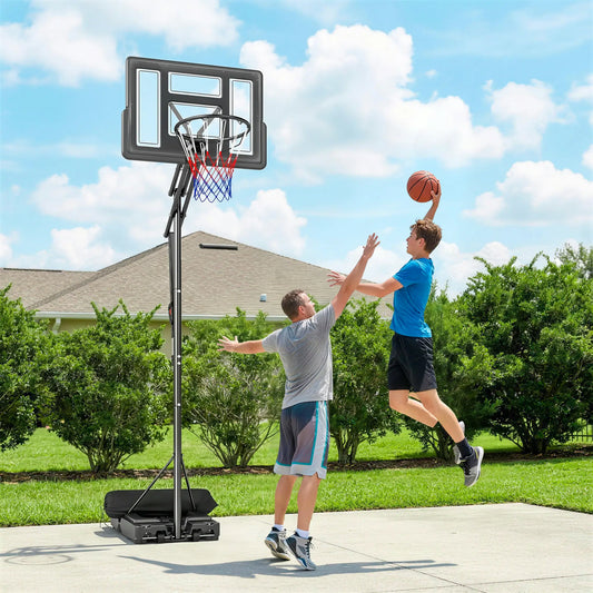 Portable Basketball Hoop, 7.7 FT to 10 FT Adjustable, 43'' Shatterproof Backboard, Fillable Base
