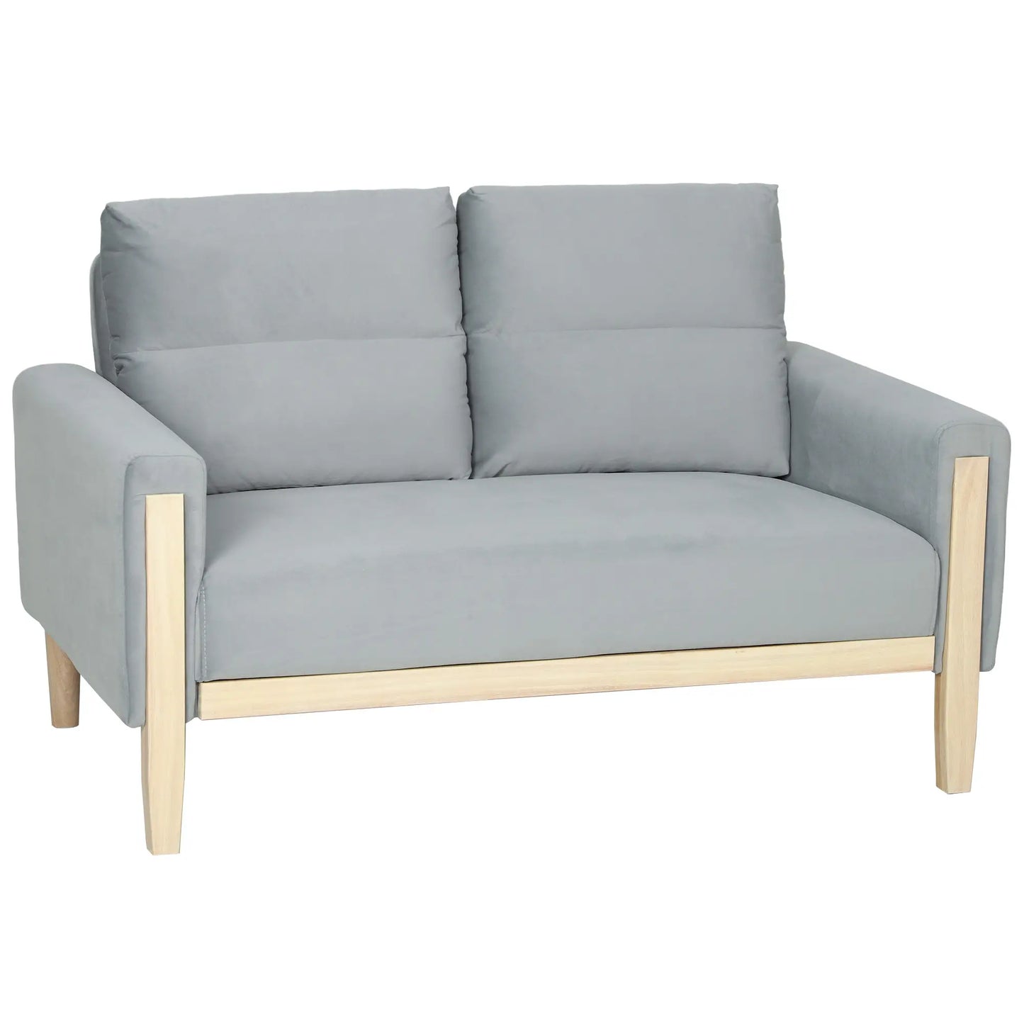 53" Loveseat Sofa, 2 Seater with Wood Legs, Velvet, Grey 2-Seater Sofas at Gallery Canada