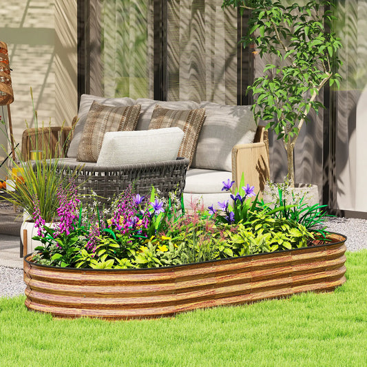 Large Outdoor Planter Box, 7' x 3' x 1', Galvanized Raised Garden Bed, Brown Galvanized Planter Boxes Brown Wood Effect at Gallery Canada