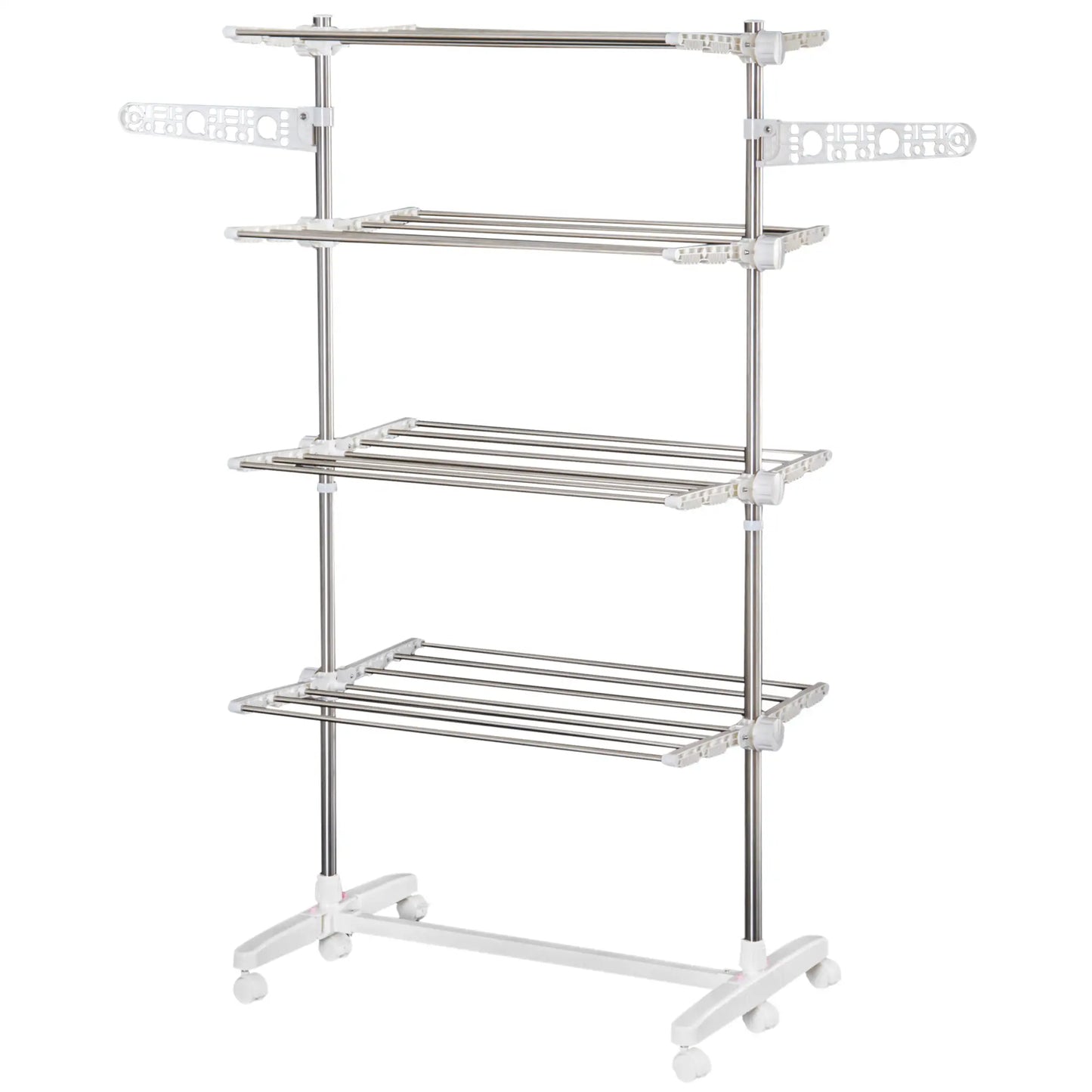 Stainless Steel Folding Clothes Drying Rack, Side Wings, Castors, Indoor Outdoor, White Bath Accessories at Gallery Canada