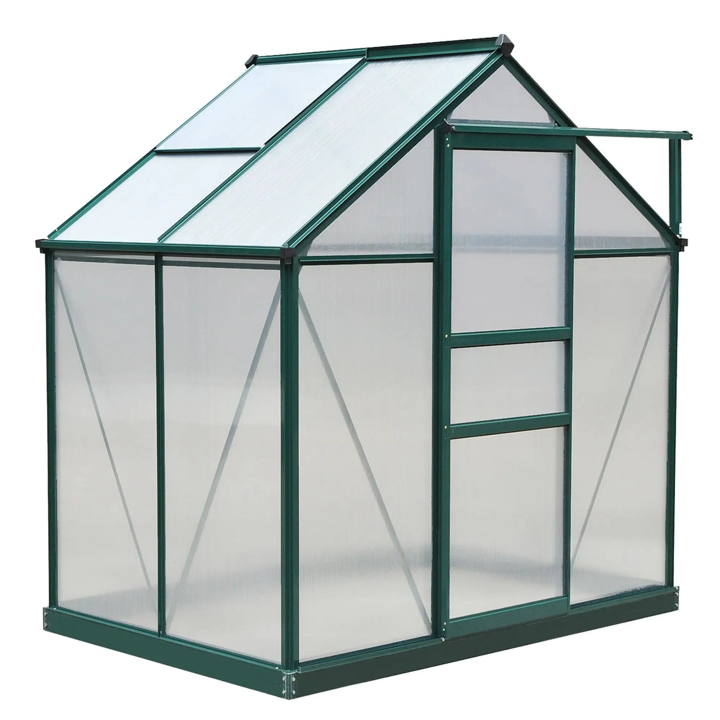 6.2' x 4.3' x 6.6' Polycarbonate Greenhouse, Walk-In, Galvanized Base, Aluminium Frame, Slide Door, Clear Walk In Greenhouses at Gallery Canada