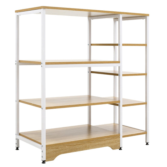 Storage Shelf Multi-Tier Bookcase Utility Display Rack Home Organizer for Kitchen, Garage, Living Room, White - Gallery Canada