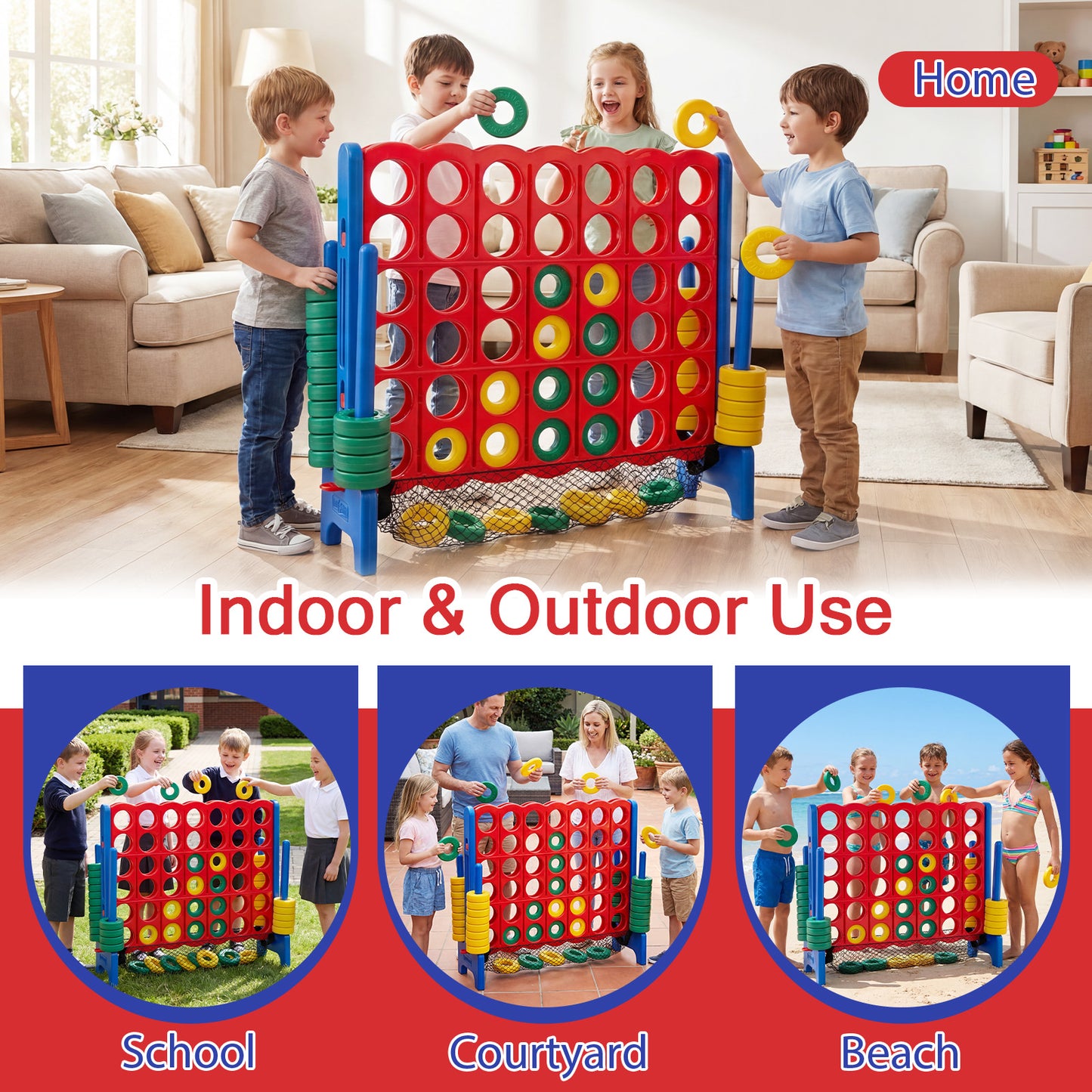 Jumbo 4 In A Row Game Set, 42 Chess Pieces, Red Lawn Games at Gallery Canada