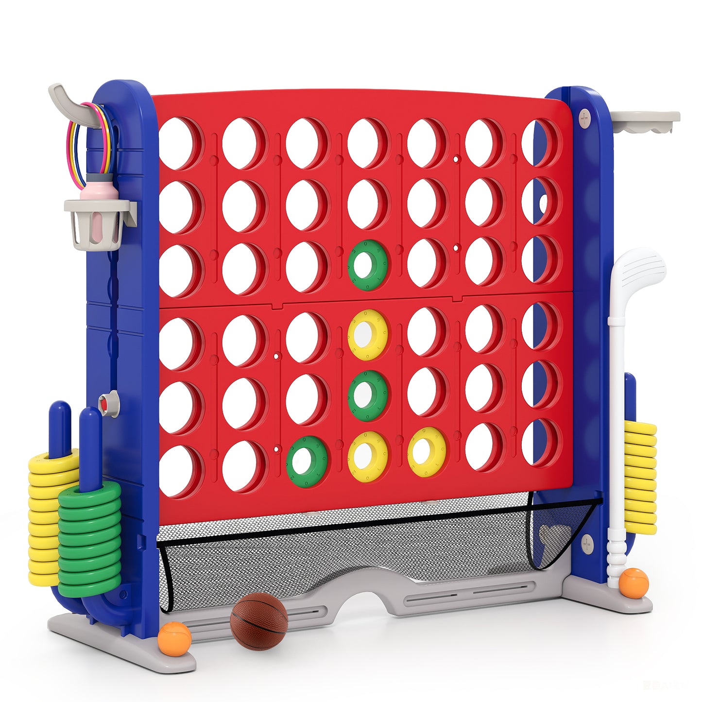Jumbo 4-to-Score Game with Ring-toss and Basketball Hoop, Red Lawn Games Red at Gallery Canada