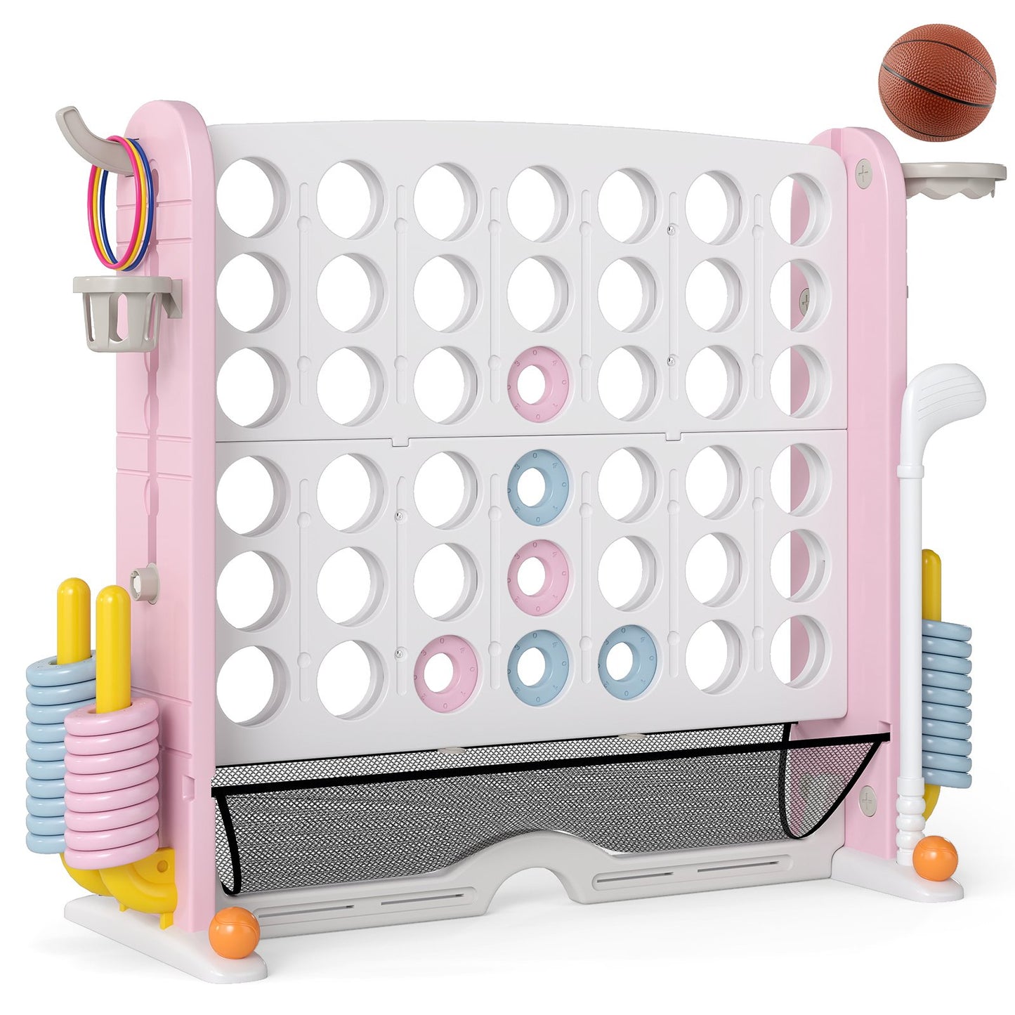 Jumbo 4-to-Score Game with Ring-toss and Basketball Hoop, Pink Lawn Games Pink at Gallery Canada