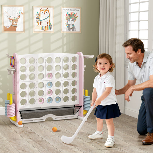 Jumbo 4-To-Score Game With Ring-Toss And Basketball Hoop, Pink Lawn Games Pink at Gallery Canada