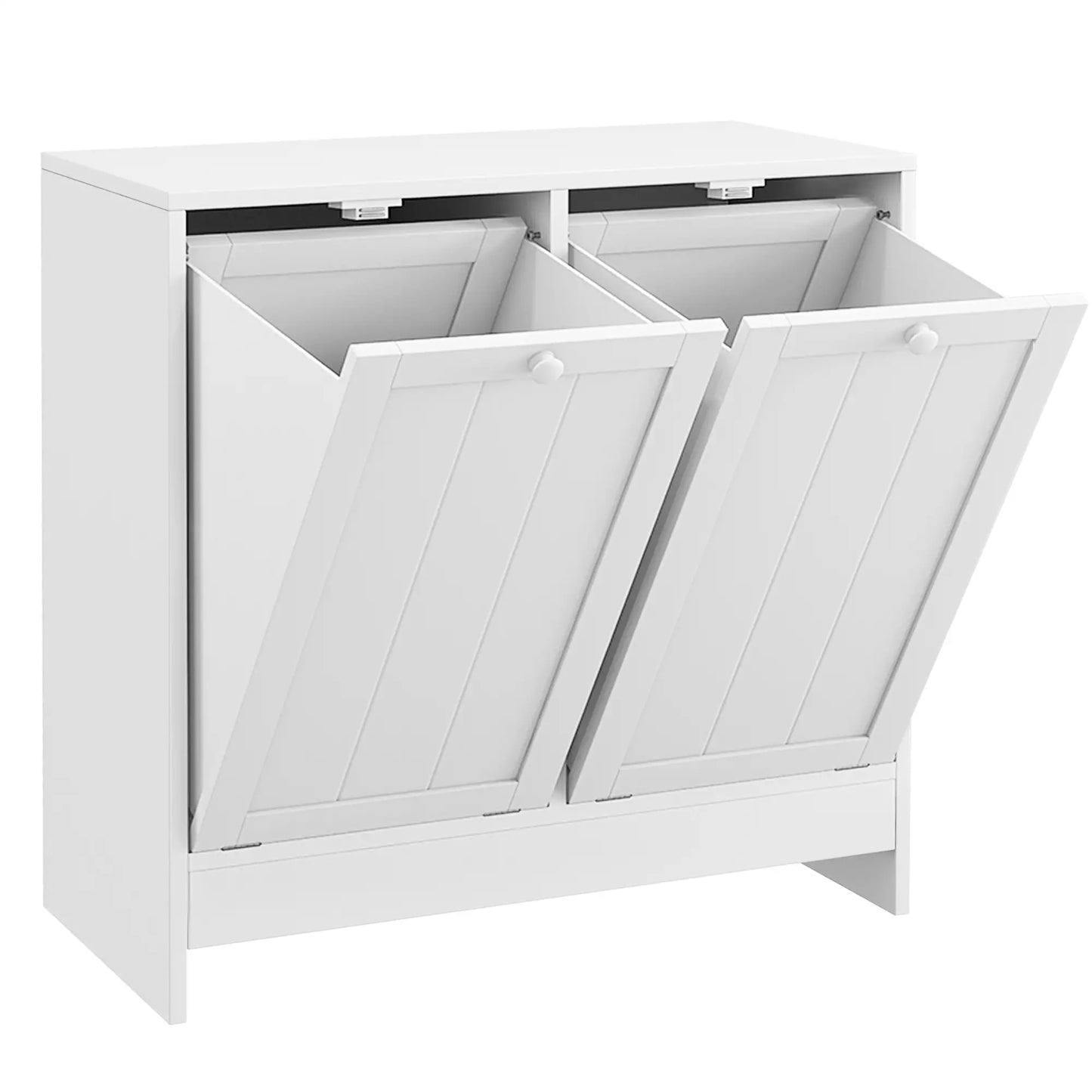 Tilt-Out Laundry Cabinet, 2 Compartment Hamper, White