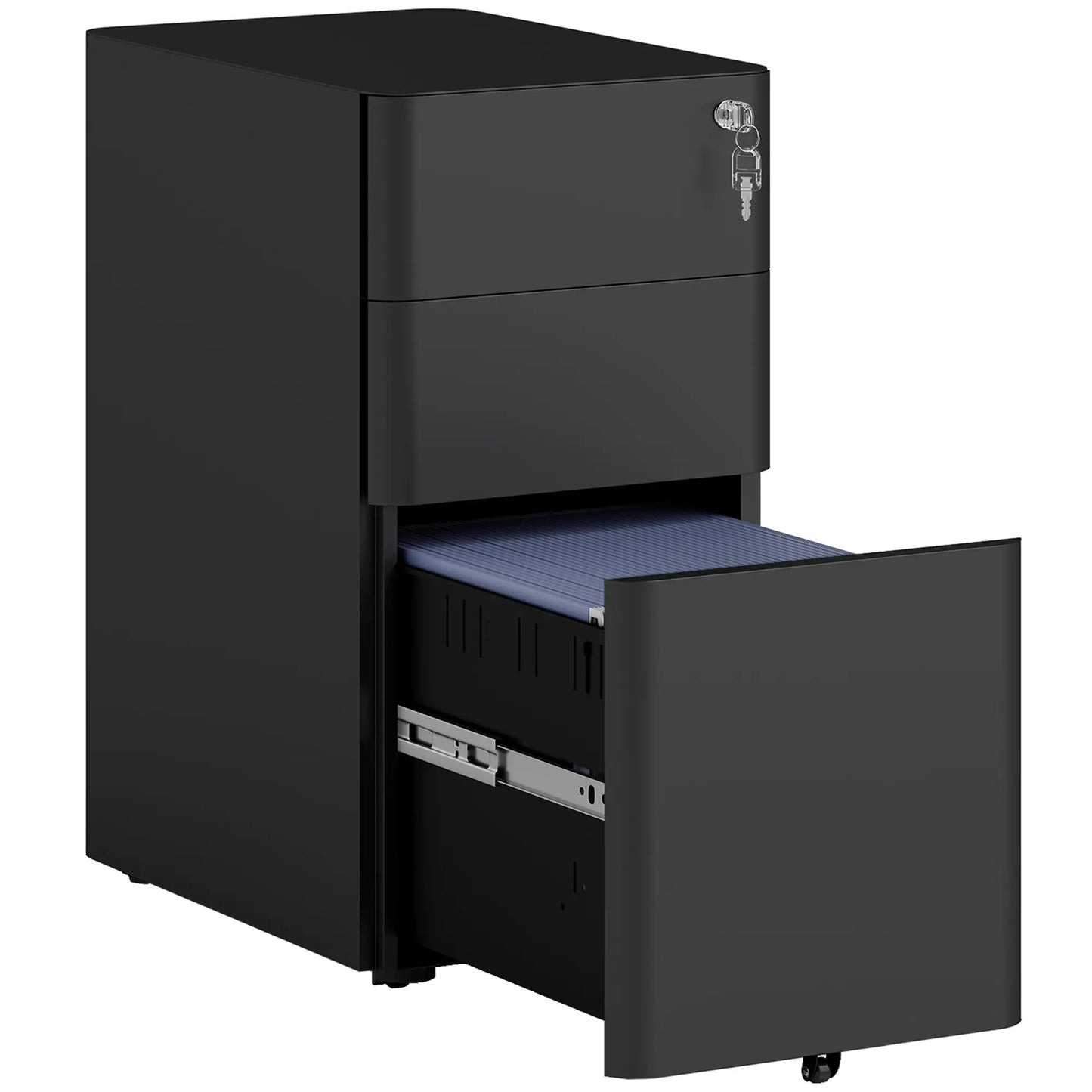 3 Drawer Filing Cabinet, Lockable Steel Office Storage, Black Office Cabinets & Cupboards at Gallery Canada