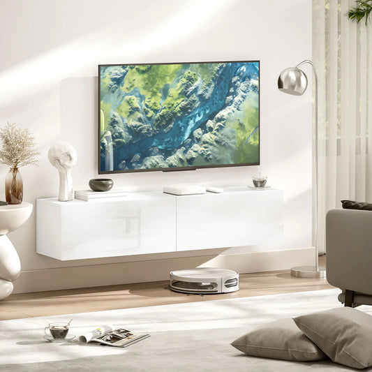 Floating TV Stand, Storage Cupboards for 45, 55, 65in TVs, Wall Mounted, White TV Stands White at Gallery Canada