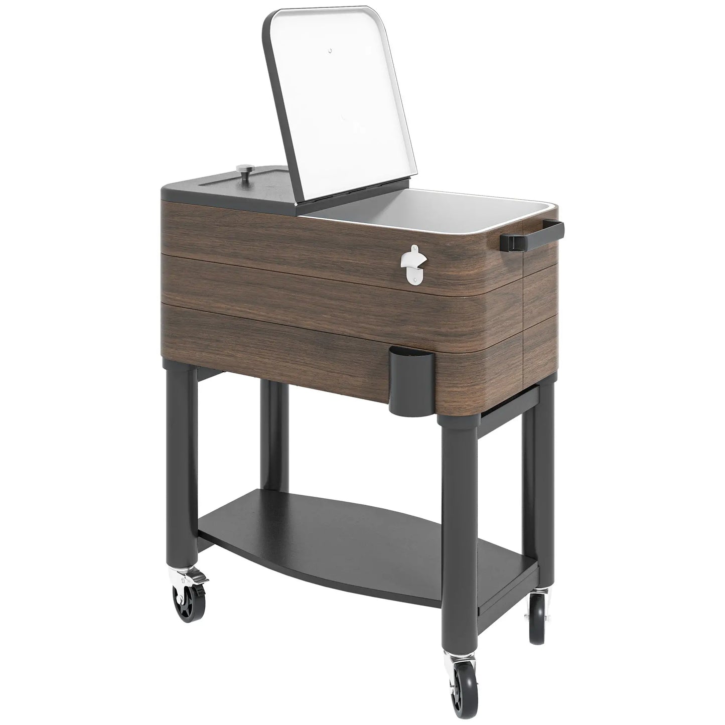 60qt Patio Cooler, Portable Outdoor Cooler with Wheels, Brown Cooler Boxes at Gallery Canada
