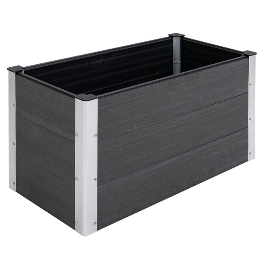 3' x 2' x 2' Raised Garden Bed, Wood Plastic Planter Box for Flowers, Vegetable, Herb, Grey - Gallery Canada