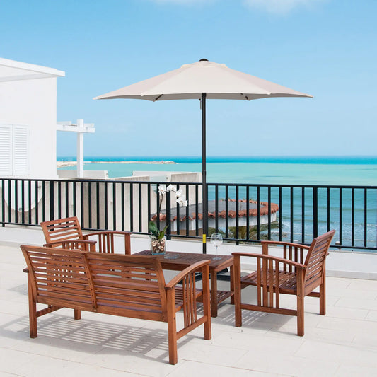 6.6FT Outdoor Patio Umbrella, 6 Solid Ribs, Cream White Patio Umbrellas Cream at Gallery Canada