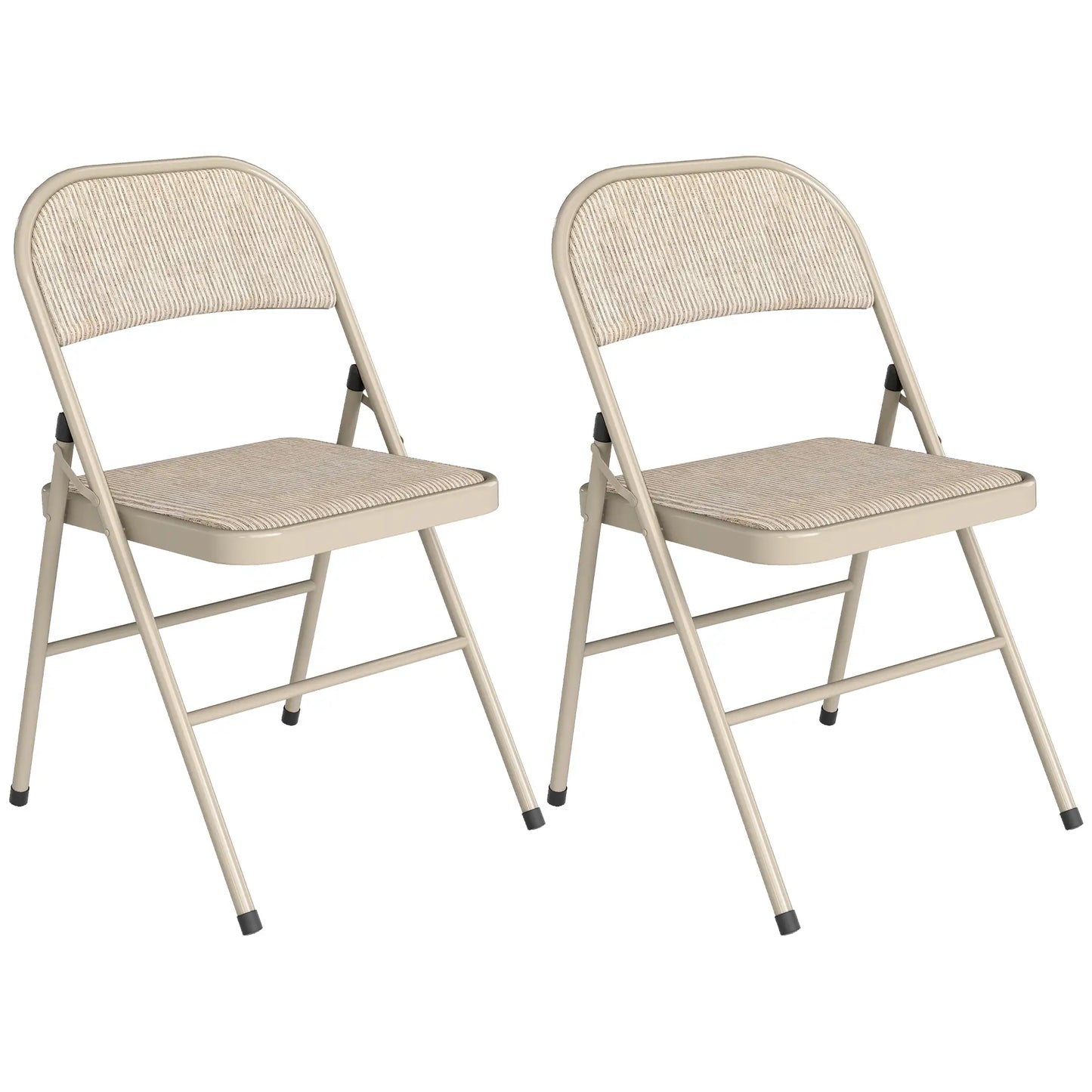 Metal Foldable Chairs, Linen Fabric Padded, Cushion Seat, Open Back, Beige Dining Chairs at Gallery Canada
