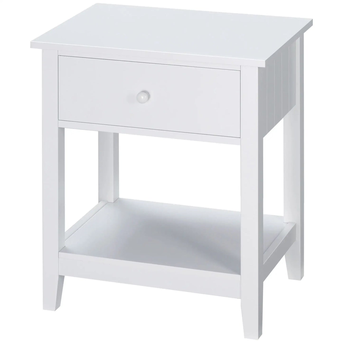 Modern Nightstand, Small End Table with Drawer, Storage Shelf, White Side Tables at Gallery Canada
