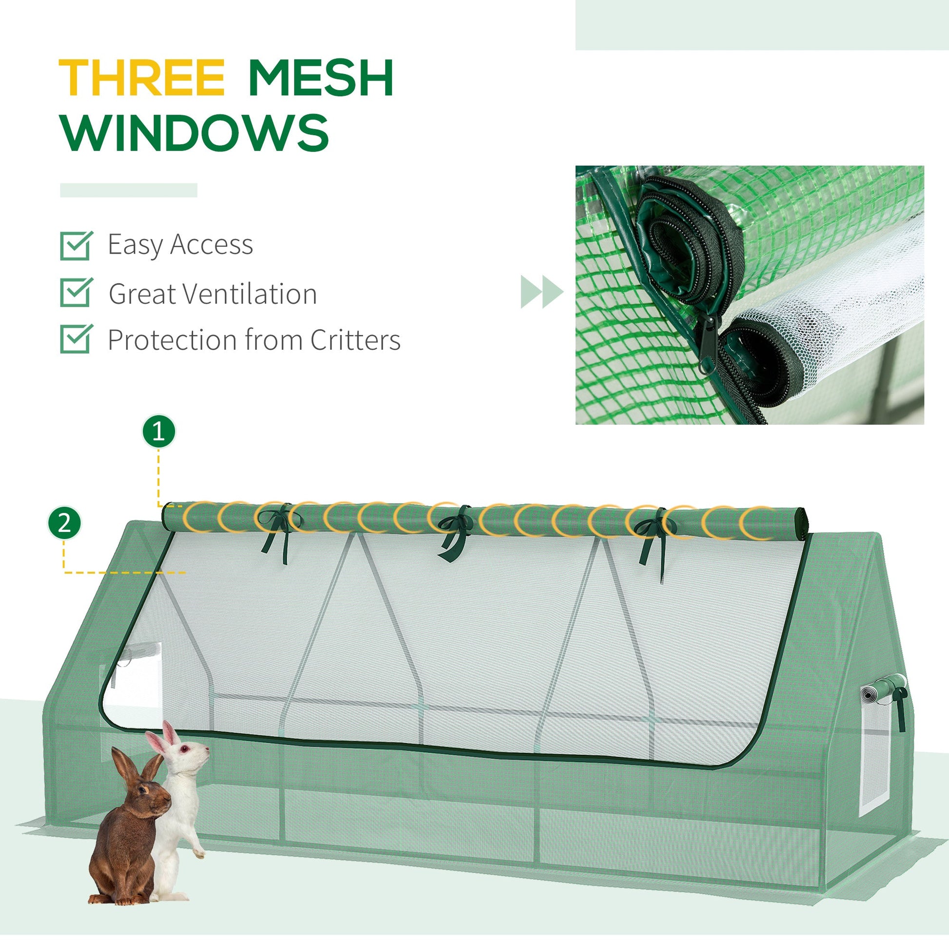 Portable Mini Greenhouse with Mesh Windows for Indoor and Outdoor, 94.5" x 35.4" x 35.4", Green at Gallery Canada