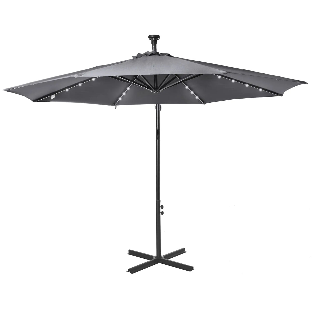10ft Outdoor Cantilever Umbrella, Solar Lights, Adjustable Angle, Dark Gray Cantilever Umbrellas at Gallery Canada