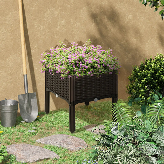 Raised Garden Bed, PP Flower Bed, Vegetable Herb Grow Box, Brown Elevated Garden Beds Brown at Gallery Canada
