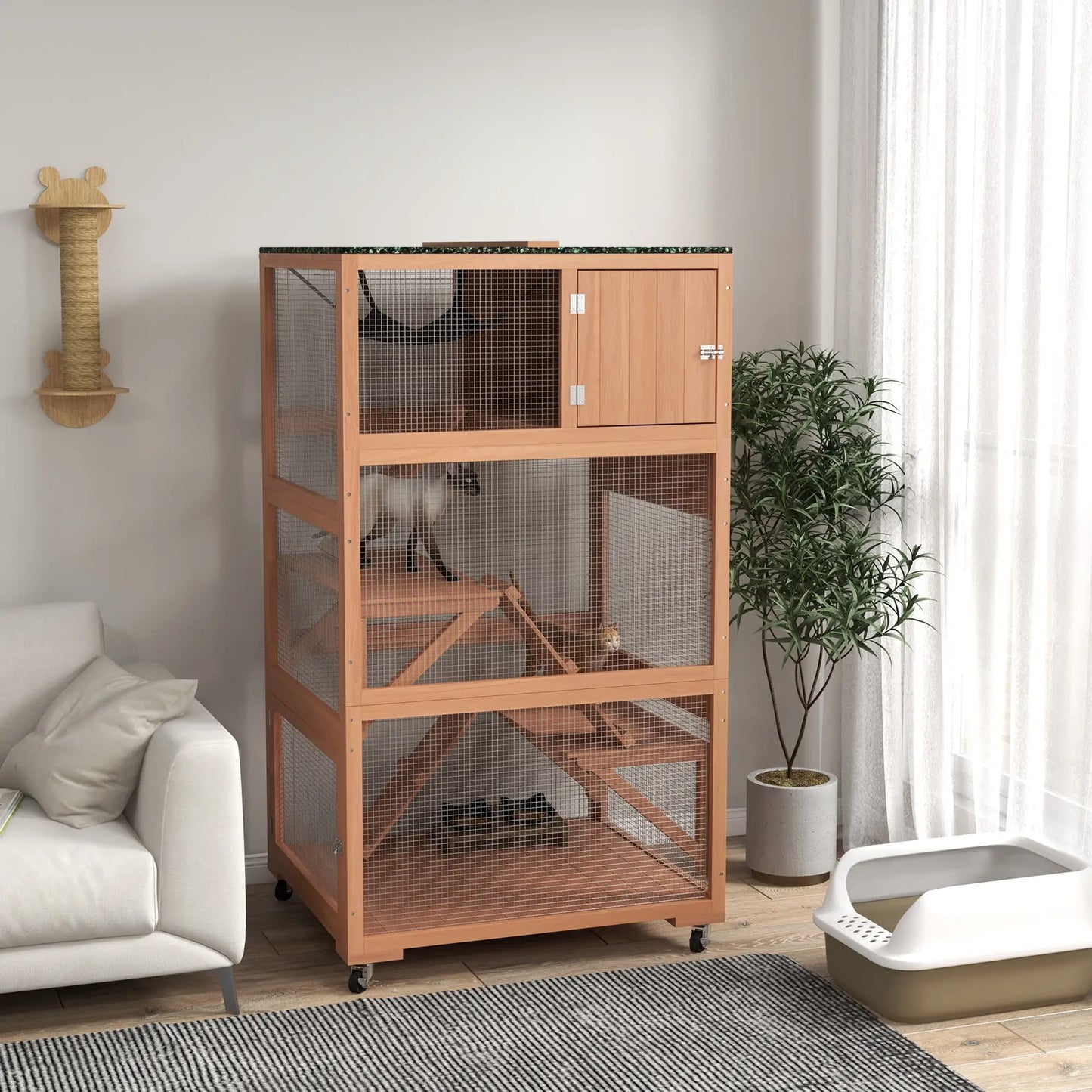 34" L Catio Outdoor Cat Enclosure, Wheels, Hammock, Platforms, Orange Outdoor Cat Enclosures at Gallery Canada