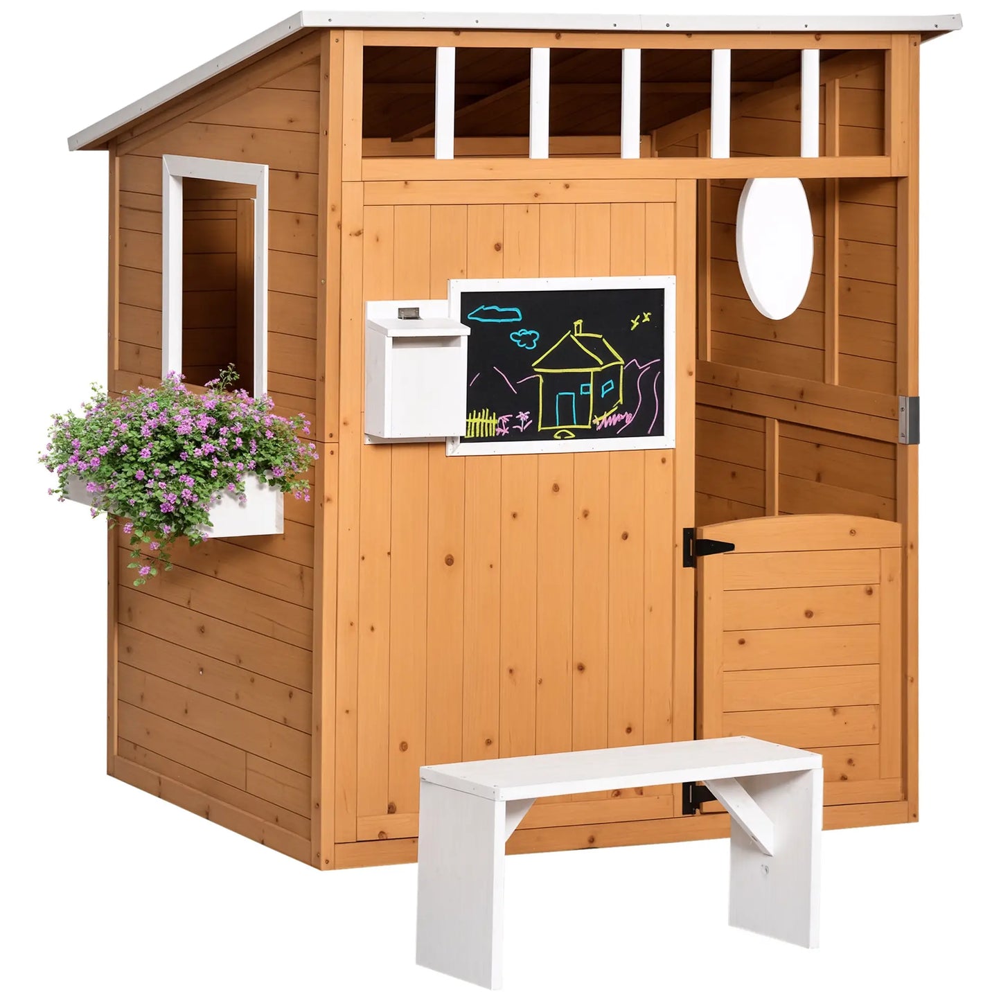 Wooden Kids Playhouse with Door, Windows & Mailbox, Yellow Play Houses at Gallery Canada