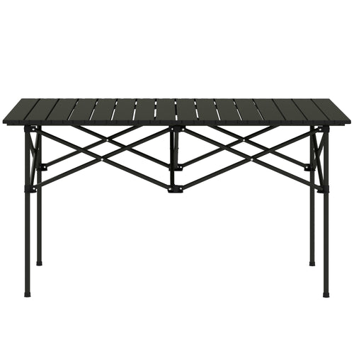 Folding Camping Table with Roll up Top and Carry Bag, Portable Picnic Table for Camping, Picnic, Hiking, Black