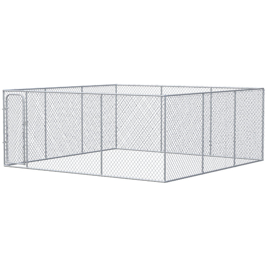 227.7 Sq. Ft. Dog Playpen Outdoor with Galvanized Steel Frame, for Small and Medium Dogs, 15.1' x 15.1' x 6' - Gallery Canada