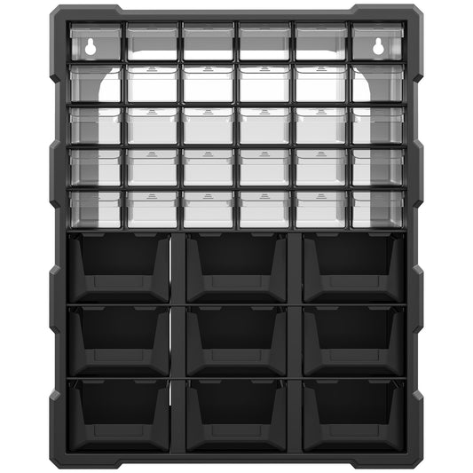 Plastic 39 Drawer Parts Organiser Wall Mount Storage Cabinet for Small Nuts Bolts Tool Black - Gallery Canada