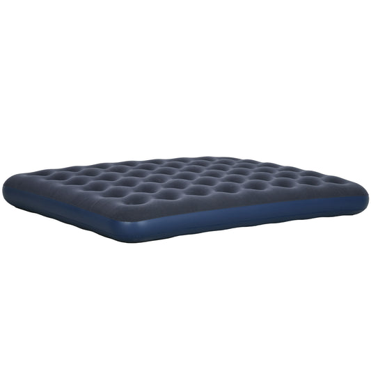 Air Mattress Queen, Inflatable Air Bed with Flocked Surface for Guest, Camping, Travel, Dark Blue - Gallery Canada