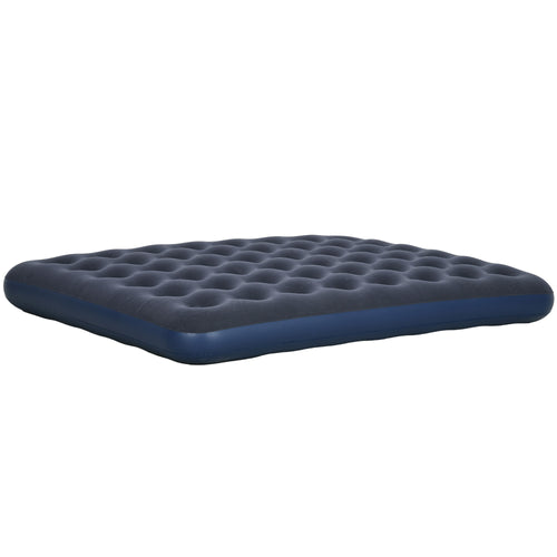 Air Mattress Queen, Inflatable Air Bed with Flocked Surface for Guest, Camping, Travel, Dark Blue