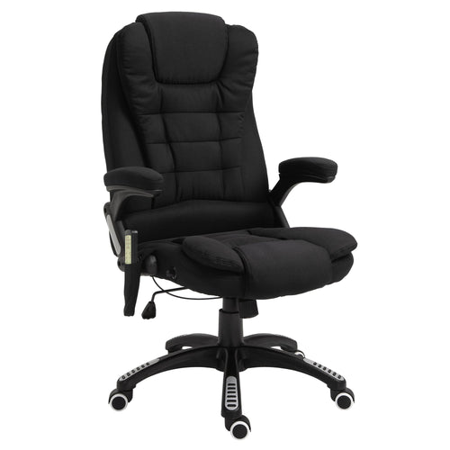 6 Point Vibrating Massage Office Chair High Back Executive Chair with Reclining Back, Swivel Wheels, Black
