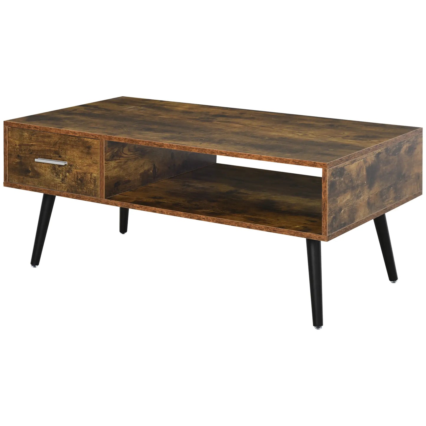 Retro Coffee Table with Storage, Vintage Wooden Side Table, Rustic Brown, Brown Coffee Tables at Gallery Canada