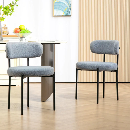 2 Kitchen Chairs, Modern Dining, Berber Fleece Upholstery, Steel Legs, Grey Dining Chairs Grey at Gallery Canada