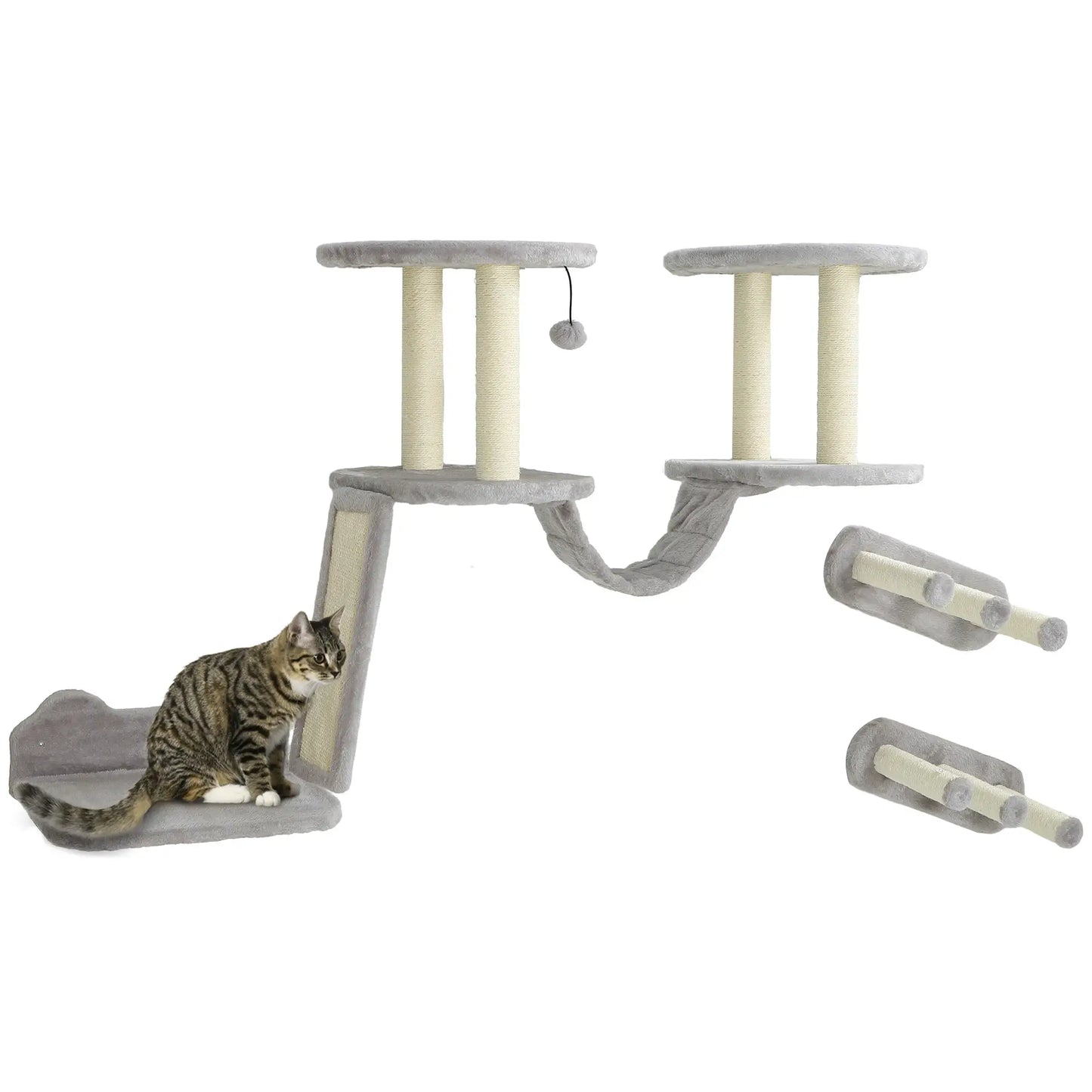 3PCs Cat Wall Shelves, Scratching Post, Perches, Steps, Ladder, Light Grey Cat Climbing Wall at Gallery Canada