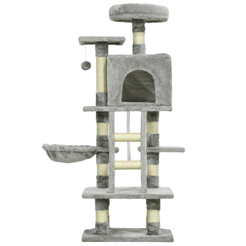 49 Inch Large Cat Tree for Indoor Cats, Light Grey