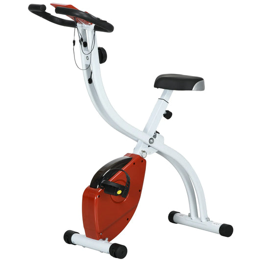 Foldable Quiet Exercise Bike, 8-Level Magnetic Resistance, Pulse Sensor, Wheels, LCD Monitor, Red Exercise & Stationary Bikes Red at Gallery Canada