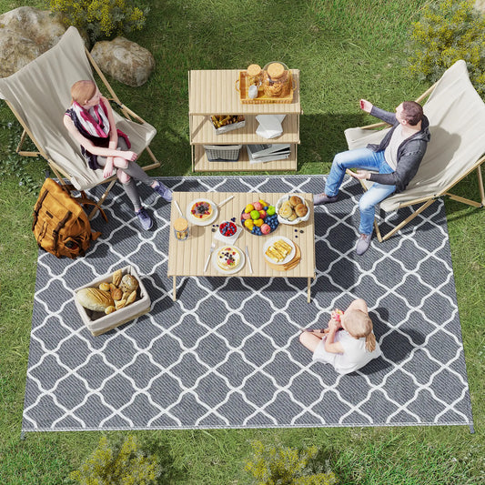 Waterproof Outdoor Rug, 6' x 9', Reversible RV Mat, Grey & White Garden Decor Options at Gallery Canada