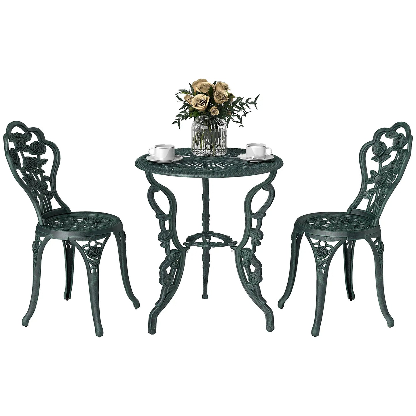 3-Piece Patio Bistro Set, Table and Chairs, Antique Green, Green Bistro Sets at Gallery Canada