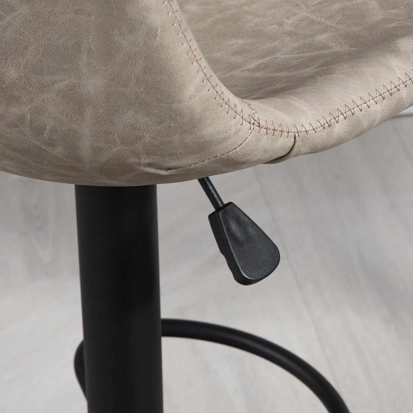 Adjustable Counter Height Bar Stools, Set of 2, 360° Swivel, Vintage Leather, Beige Bar Stools at Gallery Canada