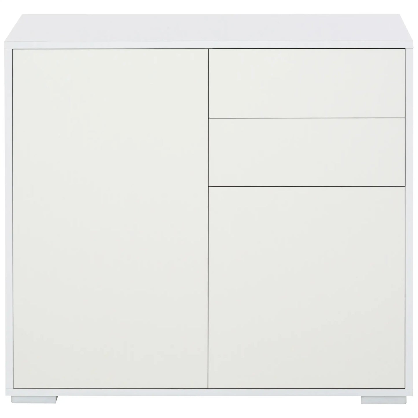 Buffet haut brillant, 2 tiroirs, 2 portes, étagère réglable, blanc