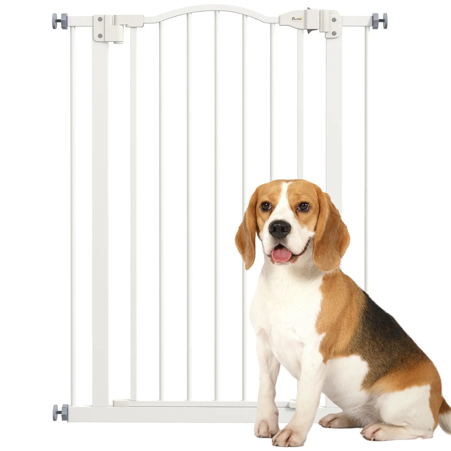 Extra Tall Dog Gate With Door, Pressure Fit, Auto Close, 29"-32", White Houses, Kennels & Pens at Gallery Canada