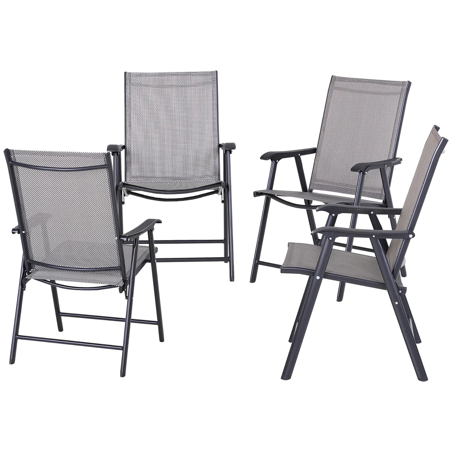 4-Piece Folding Chair Set, Patio Balcony Garden Outdoor, Grey Patio Chairs at Gallery Canada