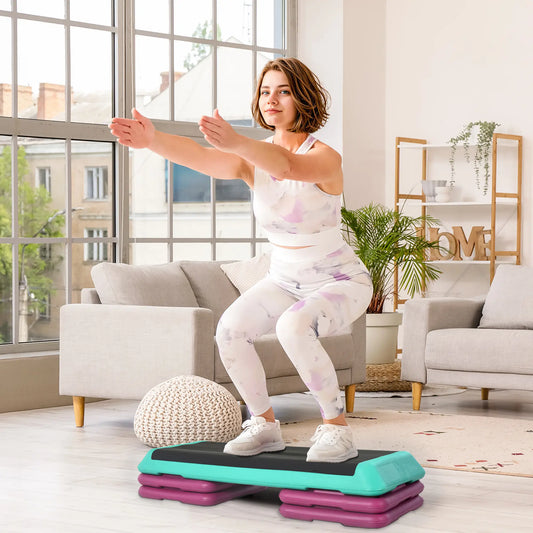 3.9"/5.9"/7.9" Aerobic Stepper, Non-Slip Top, Indoor Outdoor, Multicolour Aerobic Equipment Black, Green and Purple at Gallery Canada