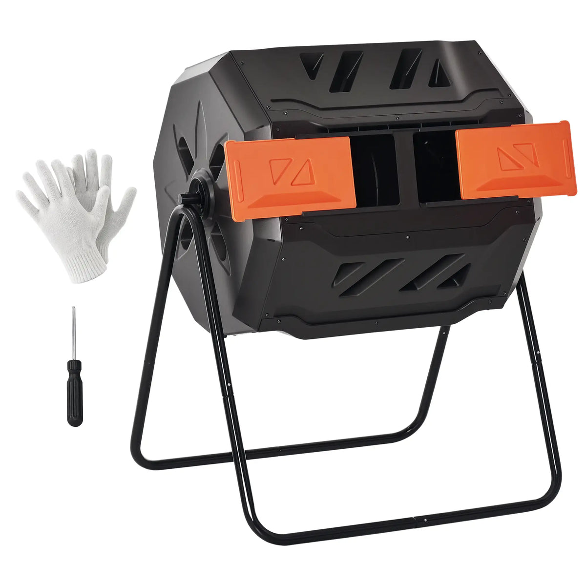 Dual Chamber Tumbling Composter 43 Gallon, Orange Outdoor Compost Bin at Gallery Canada