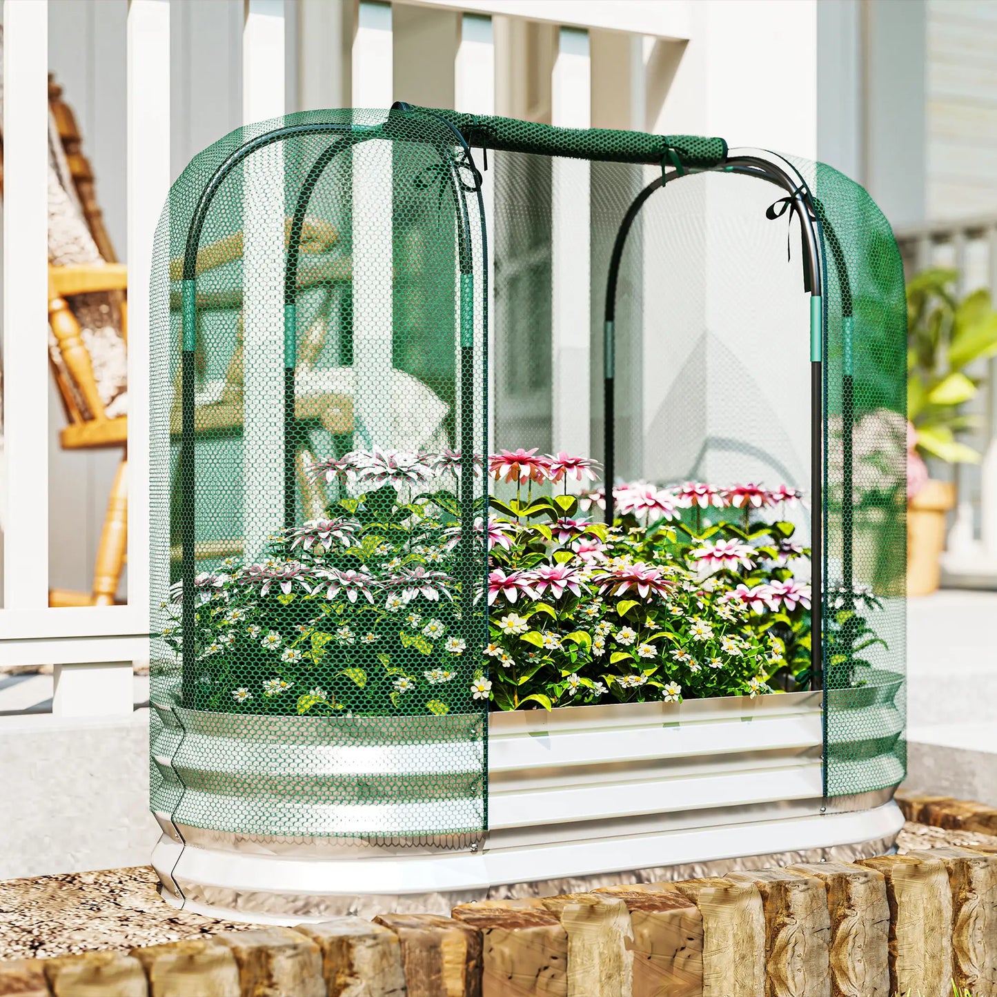 Galvanized Raised Garden Bed, Crop Cage Net Cover, Outdoor Planter Box Raised Garden Beds at Gallery Canada