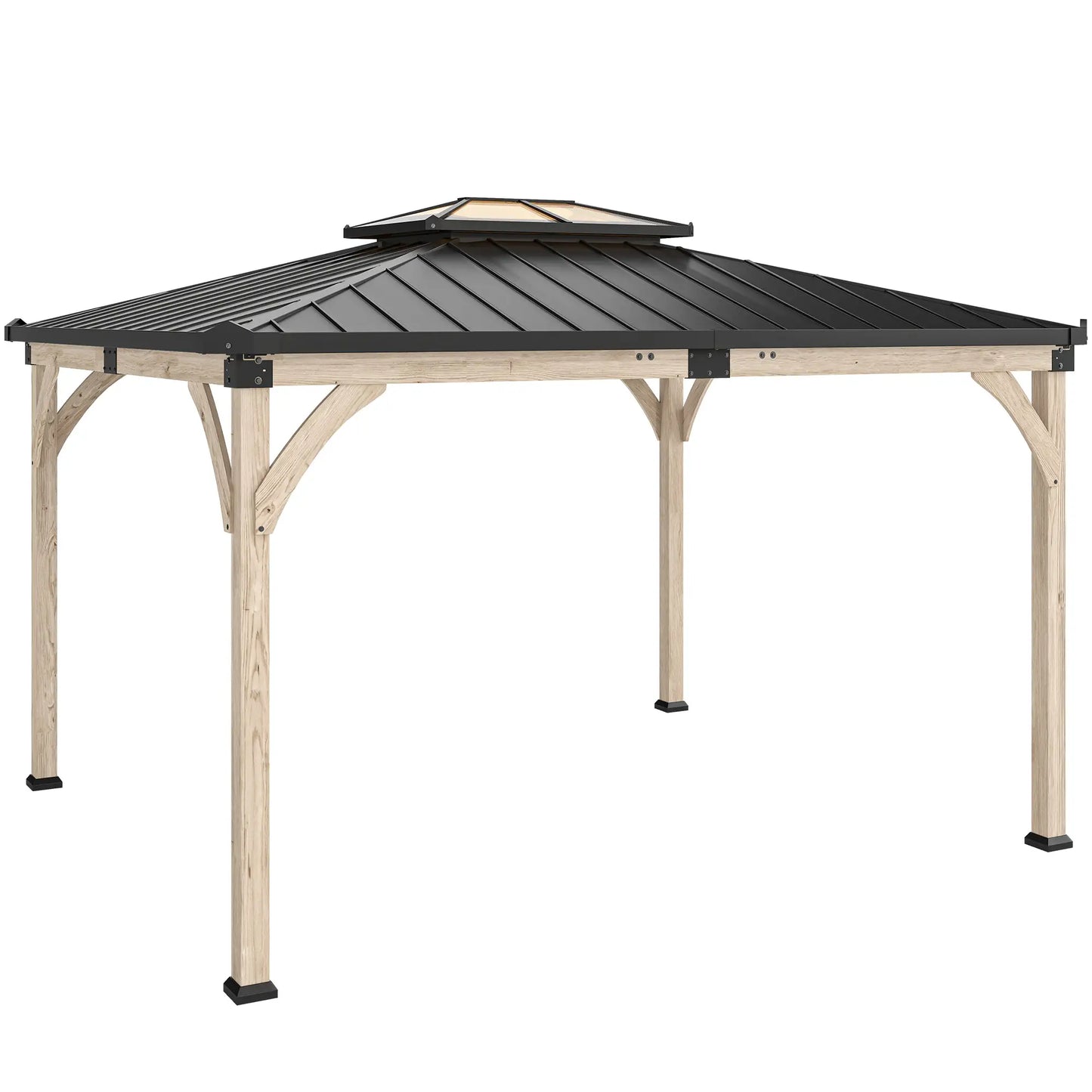 12' x 14' Hardtop Gazebo, Galvanized Steel Roof, Wood Frame, Light Walnut Gazebos at Gallery Canada