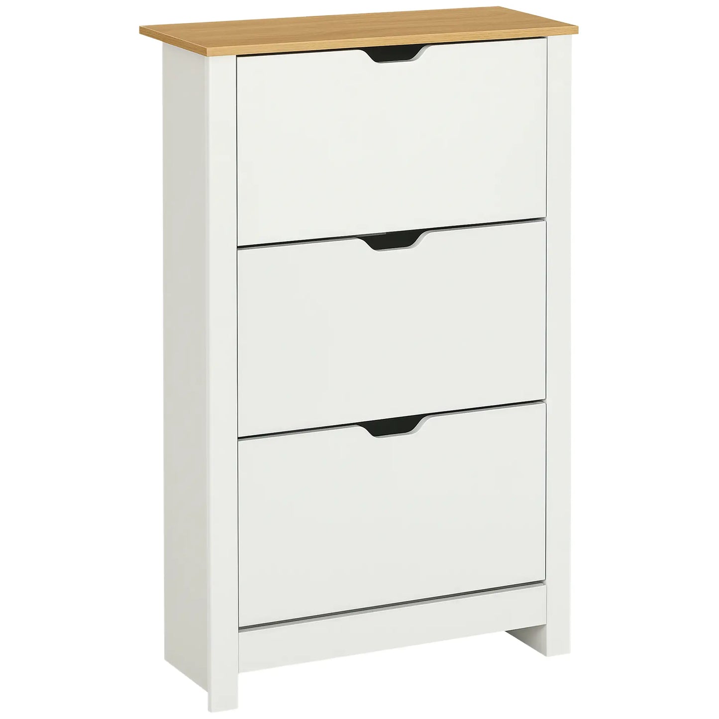 Shoe Storage Cabinet, 3 Flip Drawers, Adjustable Shelves, 9-18 Pairs, White Shoe Storage Cabinets & Racks at Gallery Canada