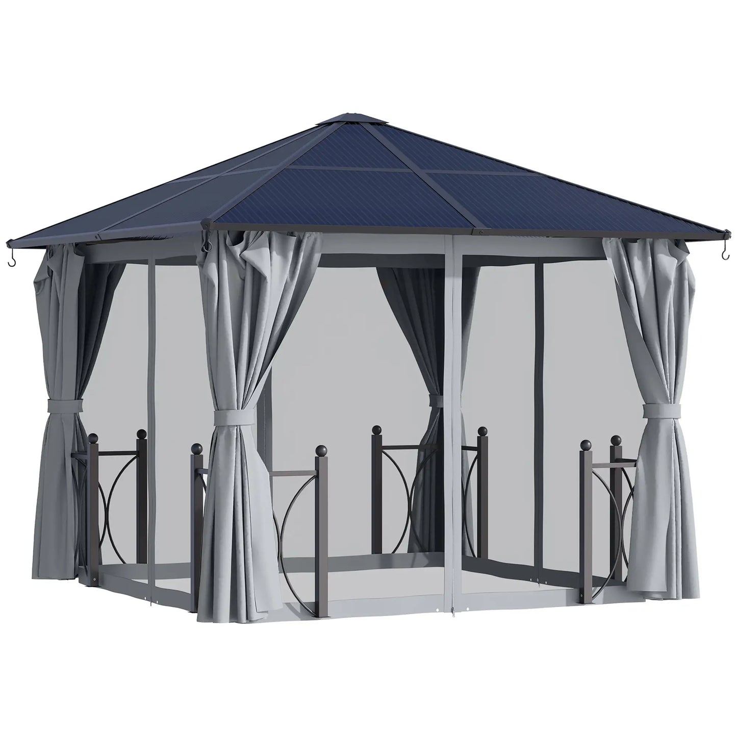 10' x 10' Hardtop Gazebo, PC Board Roof, Aluminum Frame, Black Gazebos at Gallery Canada
